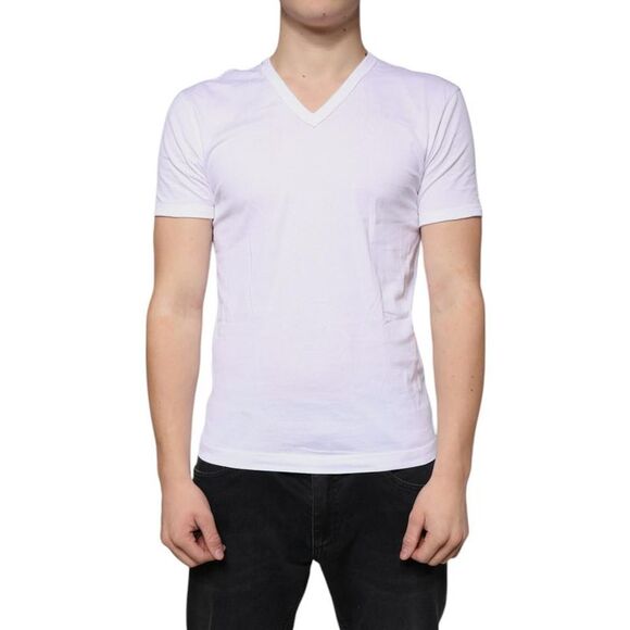 Pre Loved dolce &amp; gabbana VNeck TShirt Classic Fit Men White T-Shirts